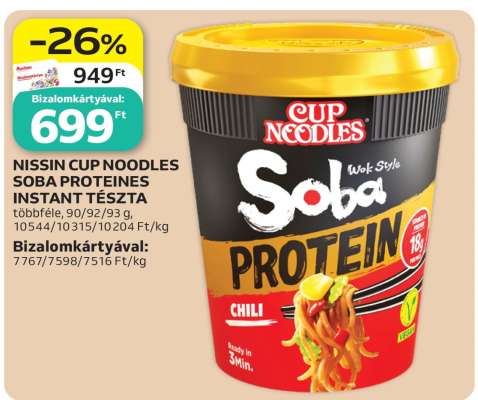 NISSIN CUP NOODLES SOBA PROTEINES INSTANT TÉSZTA