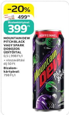 MOUNTAIN DEW PITCH BLACK VAGY SPARK DOBOZOS ÜDÍTŐITAL