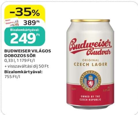 BUDWEISER VILÁGOS DOBOZOS SÖR