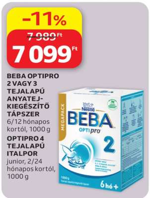 BEBA OPTIPRO 2 VAGY 3 TEJALAPÚ ANYATEJ-KIEGÉSZÍTŐ TÁPSZER