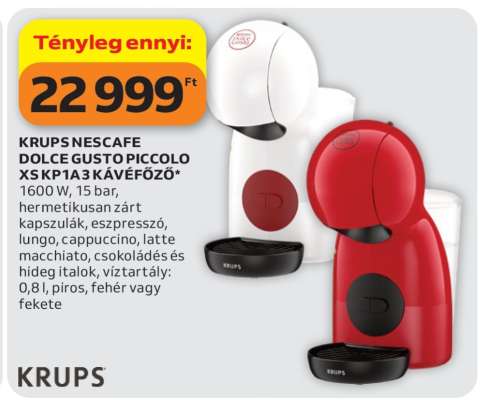 KRUPS NESCAFÉ DOLCE GUSTO PICCOLO XS KP1A3 KÁVÉFŐZŐ