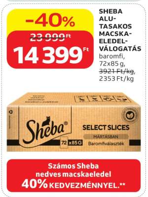 SHEBA ALUTASAKOS MACSKAELEDEL-VÁLOGATÁS