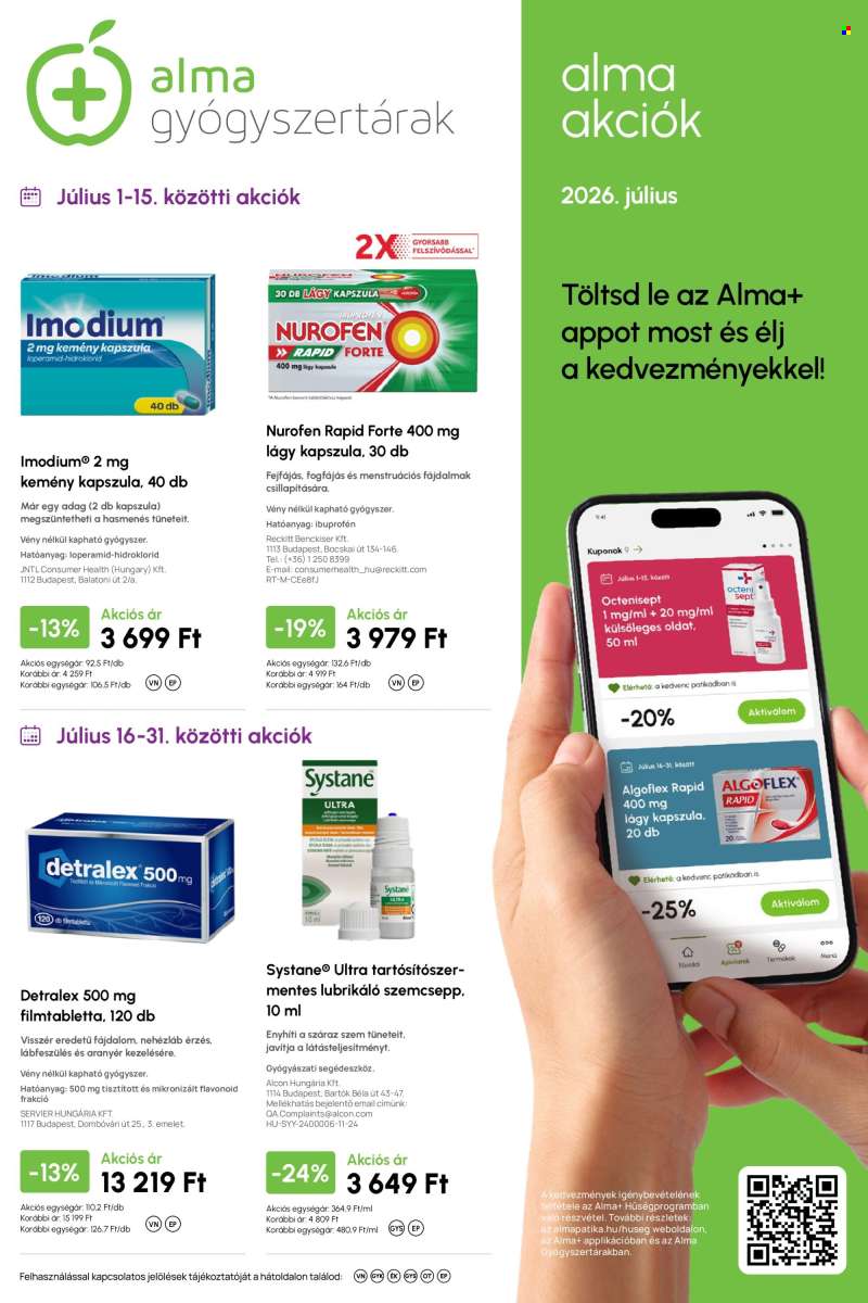 Újság Alma Gyógyszertárak - 2026.07.01 - 2026.07.31.