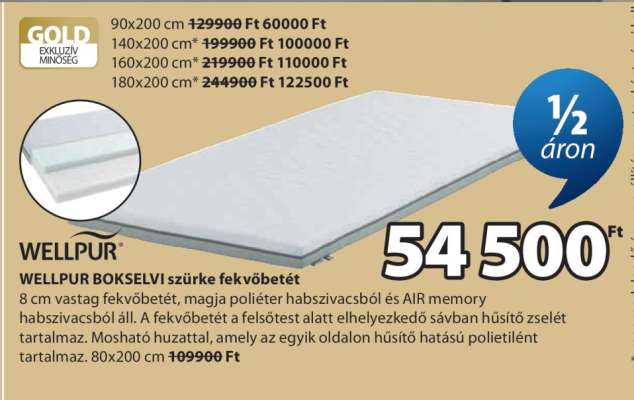 WELLPUR BOKSELVI szürke fekvőbetét