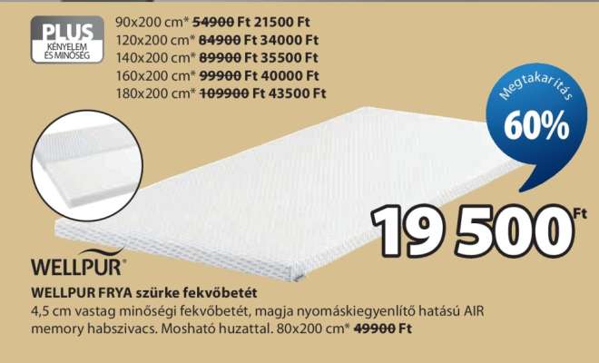 WELLPUR FRYA szürke fekvőbetét