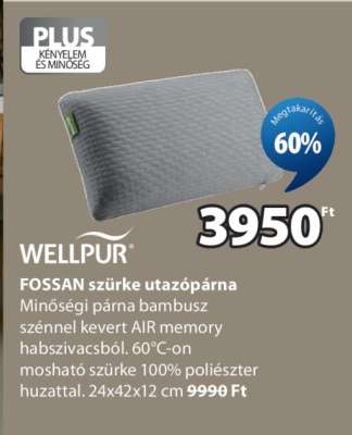 WELLPUR FOSSAN szürke utazópárna