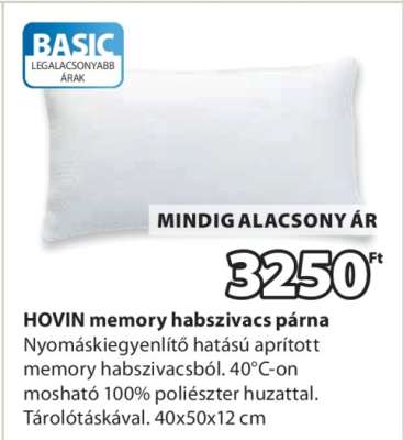 HOVIN memory habszivacs párna