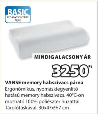 VANSE memory habszivacs párna