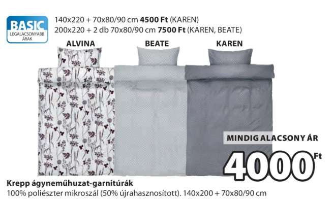 KREPP ÁGYNEMŰHUZAT-GARNITÚRÁK