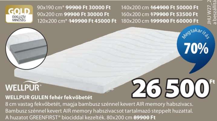 WELLPUR GULEN fehér fekvőbetét