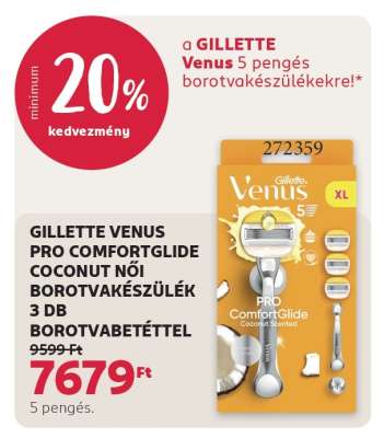 GILLETTE VENUS PRO COMFORTGLIDE COCONUT NŐI BOROTVAKÉSZÜLÉK 3 DB BOROTVABETÉTTEL
