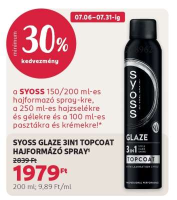 SYOSS GLAZE 3IN1 TOPCOAT HAJFORMÁZÓ SPRAY