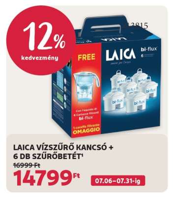 LAICA VÍZSZŰRŐ KANCSÓ + 6 DB SZŰRŐBETÉT
