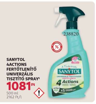 SANYTOL 4ACTIONS FERTŐTLENÍTŐ UNIVERZÁLIS TISZTÍTÓ SPRAY