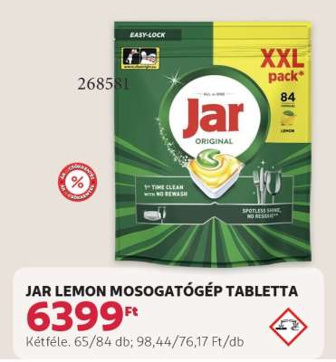 JAR LEMON MOSOGATÓGÉP TABLETTA