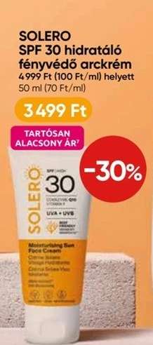 SOLERO SPF 30 hidratáló fényvédő arckrém