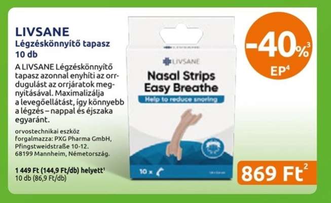 LIVSANE Légzéskönnyítő tapasz 10 db