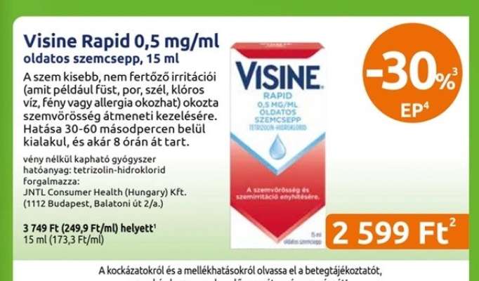 Visine Rapid 0,5 mg/ml oldatos szemcsepp, 15 ml