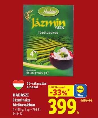 HADÁSZI Jázminrizs főzőtasakban