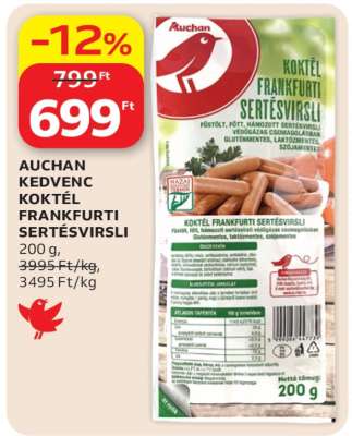 Auchan Kedvenc Koktél Frankfurti Sertésvirsli