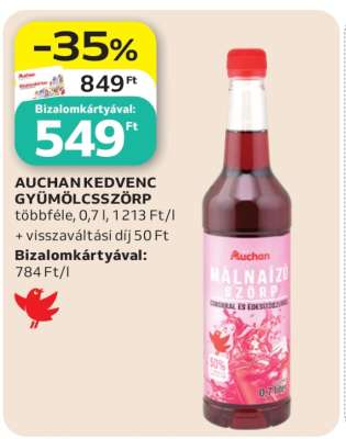 AUCHAN KEDVENC GYÜMÖLCSZÖRP