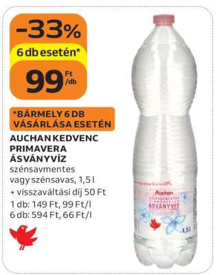 Auchan Kedvenc Primavera Ásványvíz