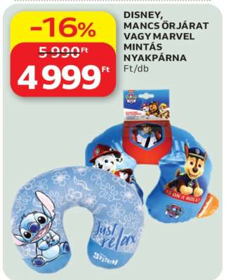 DISNEY, MANCS ŐRJÁRAT VAGY MARVEL MINTÁS NYAKPÁRNA