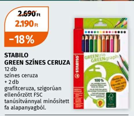 STABILO GREEN SZÍNES CERUZA