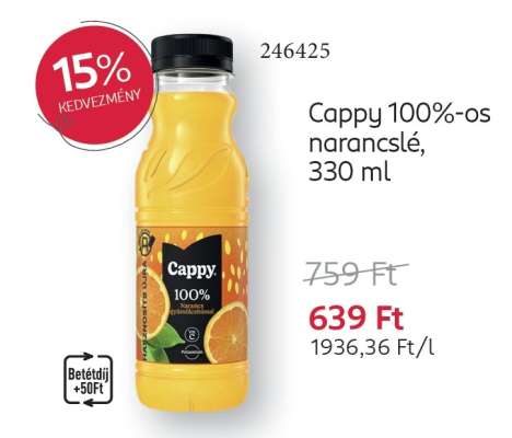 Cappy 100%-os narancslé, 330 ml
