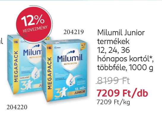 Milumil Junior termékek