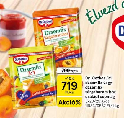 Dr. Oetker 3:1 dzsemfix vagy dzsemfix sárgabarackhoz családi csomag