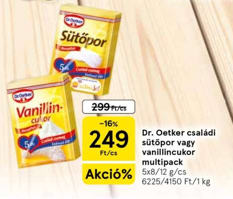 Dr. Oetker családi sütőpor vagy vanillincukor multipack