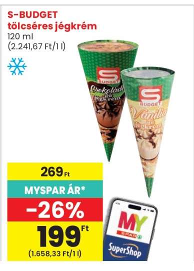 S-BUDGET tölcséres jégkrém
