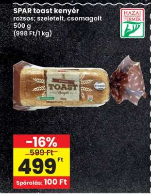 SPAR toast kenyér