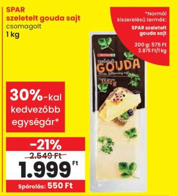 SPAR szeletelt gouda sajt