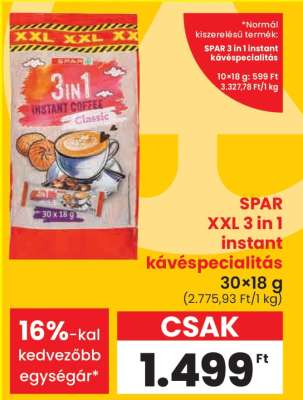 SPAR XXL 3 in 1 instant kávéspecialitás