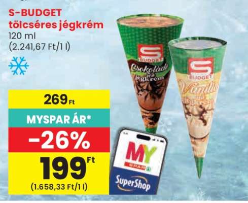 S-BUDGET tölcséres jégkrém