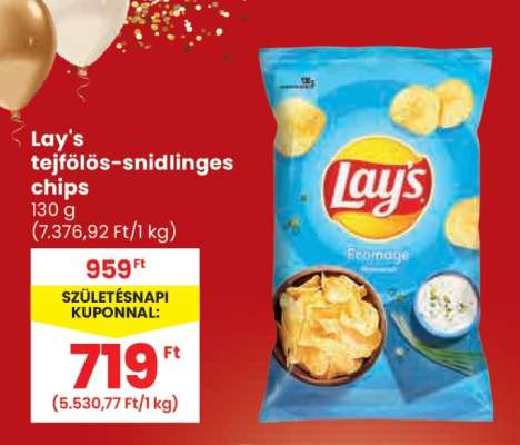 Lay's tejfölös-snidlinges chips
