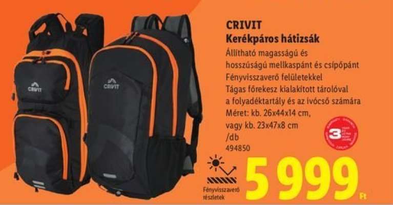CRIVIT Kerékpáros hátizsák