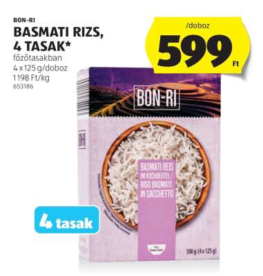 BON-RI Basmati Rizs, 4 Tasak