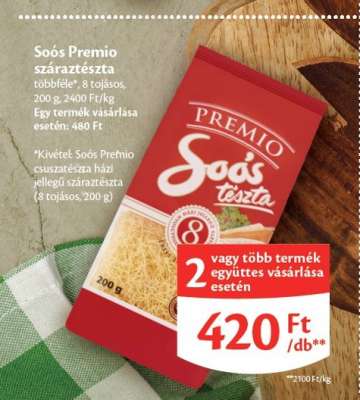 Soós Premio száraztészta