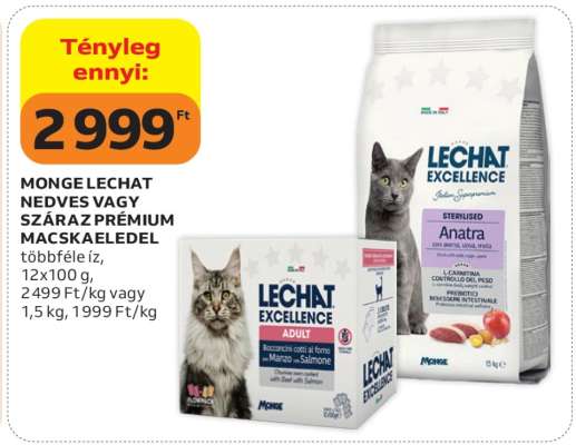 MONGE LECHAT NEDVES VAGY SZÁRAZ PRÉMIUM MACSKAELEDEL