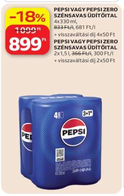 Pepsi vagy Pepsi Zero szénsavas üdítőital