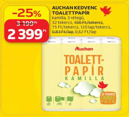 AUCHAN KEDVENC TOALETTPAPÍR