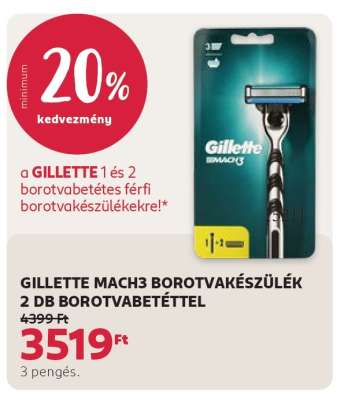 GILLETTE MACH3 BOROTVAKÉSZÜLÉK 2 DB BOROTVABETÉTTEL