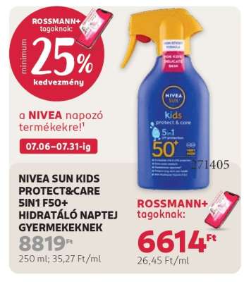 NIVEA SUN KIDS PROTECT&CARE 5IN1 F50+ HIDRATÁLÓ NAPTEJ GYERMEKEKNEK