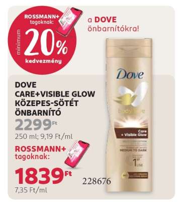DOVE CARE+VISIBLE GLOW KÖZEPES-SÖTÉT ÖNBARNÍTÓ