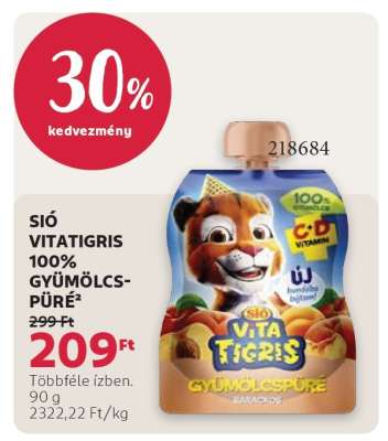 SIÓ VITATIGRIS 100% GYÜMÖLCS-PÜRÉ