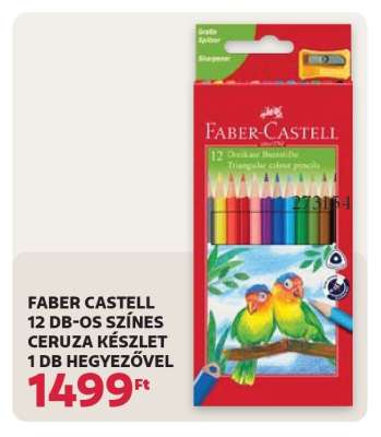 FABER CASTELL 12 DB-OS SZÍNES CERUZA KÉSZLET 1 DB HEGYEZŐVEL