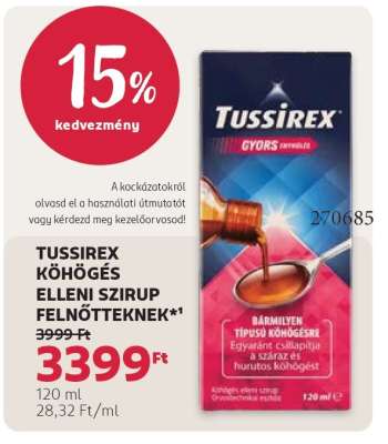 TUSSIREX KÖHÖGÉS ELLENI SZIRUP FELNŐTTEKNEK